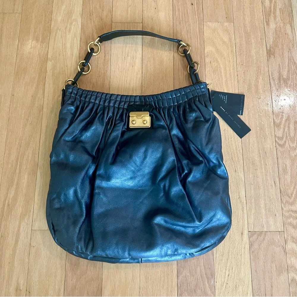 Marc by Marc Jacobs Pewter Lambskin Leather Hobo Bag NWT